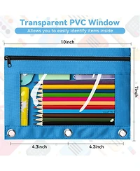 Danrong Pencil Pouch 3 Ring Binder Bulk 36 Pack Zipper Pouches Cloth Holder Window Office School Supplies