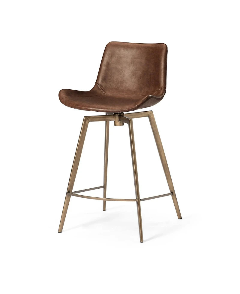 Maven Lane Victor Modern Faux Leather Swivel Kitchen Counter Stool with Back