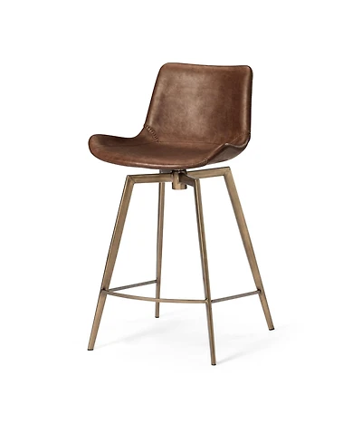Maven Lane Victor Modern Faux Leather Swivel Kitchen Counter Stool with Back