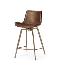 Maven Lane Victor Modern Faux Leather Swivel Kitchen Counter Stool with Back