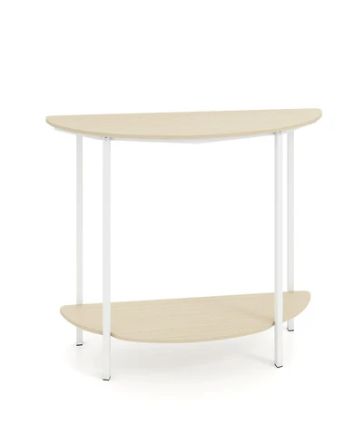 Sugift 40 in Half Moon 2-Tier Console Table with Storage Shelf for Entryway