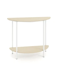 Sugift 40 in Half Moon 2-Tier Console Table with Storage Shelf for Entryway