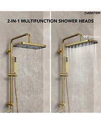 Everstein Pressure-Balanced Shower Faucet System Wall Mount Rainfall Head with Slider Bar Handheld