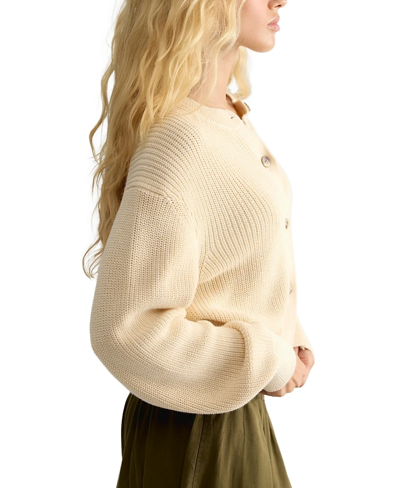 Free People Women's Vienna Ribbed-Knit Crewneck Cardigan Sweater