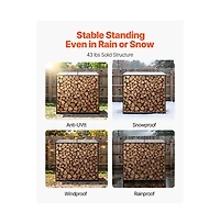 Slickblue 4ft Metal Firewood Rack with Roof for Fireplace Deck Backyard Storage