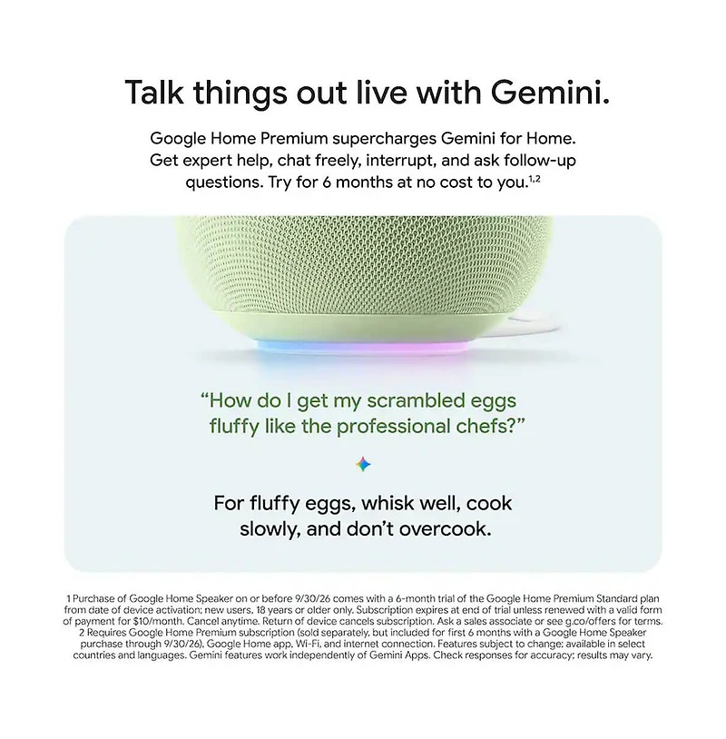 Google Nest Google Home Wireless Smart Speaker with Google Gemini