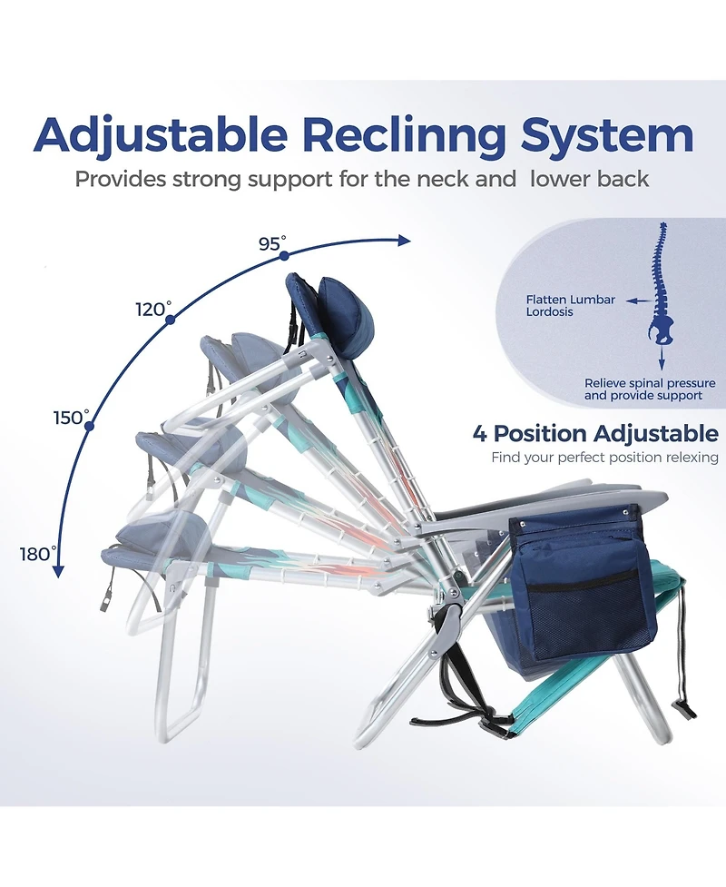Aofar 2-pack Folding Beach Chair Cooler Cup Holder Portable Camping outdoor
