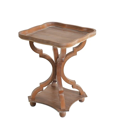 Flynama French Country Square Accent Table, Distressed Faux Wood Hourglass Base End Table, 18.75"W×18.75"D×25"H