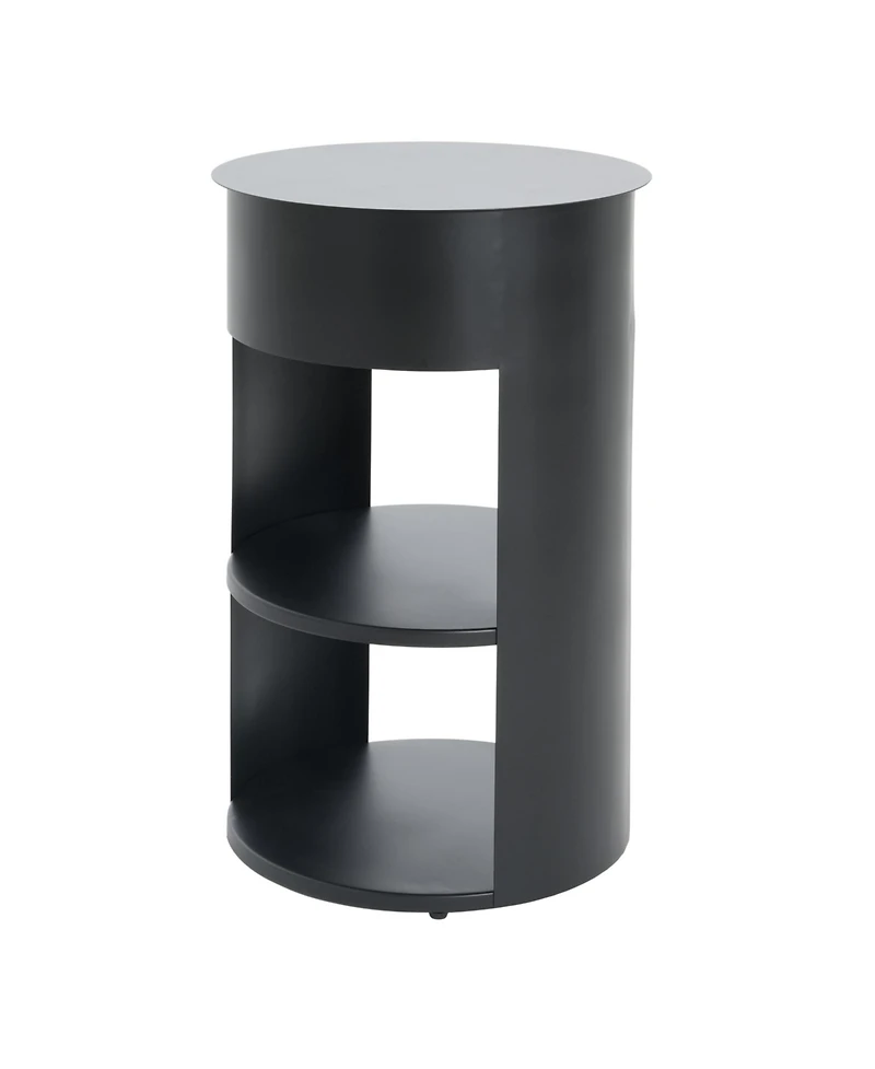 Flynama 3-Tier Metal Round Side Table with Cabinet