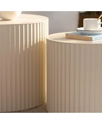 Flynama 2-Piece Nesting Drum Coffee Table with Wave Stripes