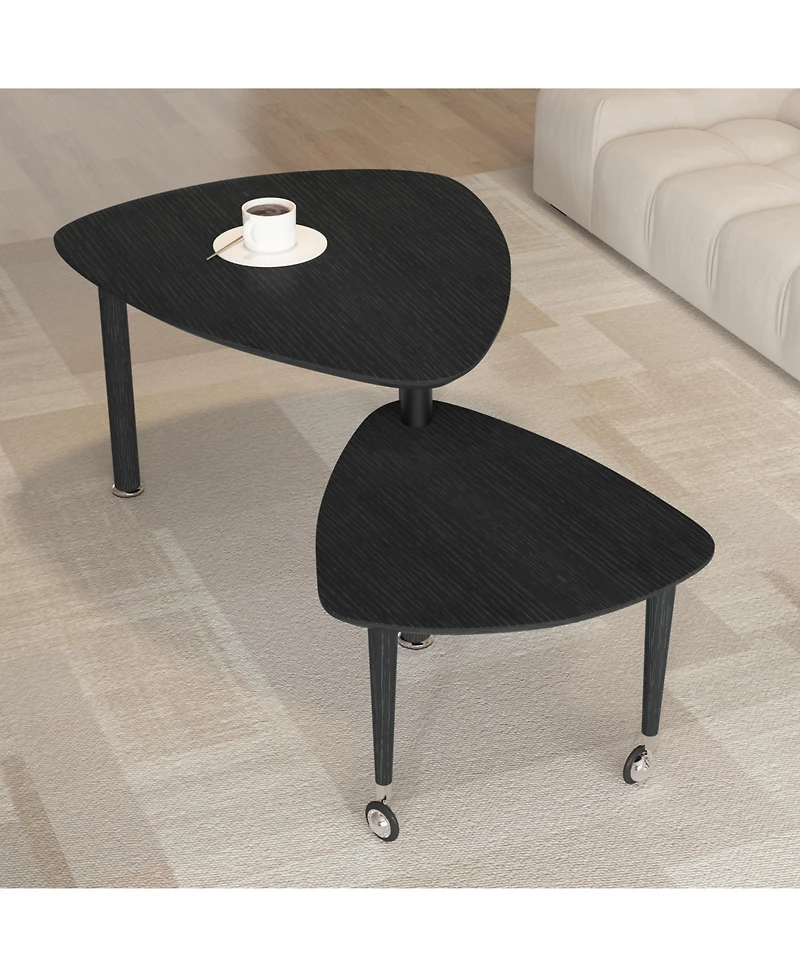 Flynama 360degree(s) Rotatable Coffee Table, Oak Veneer