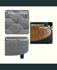 Flynama 25 Inch Round Storage Ottoman