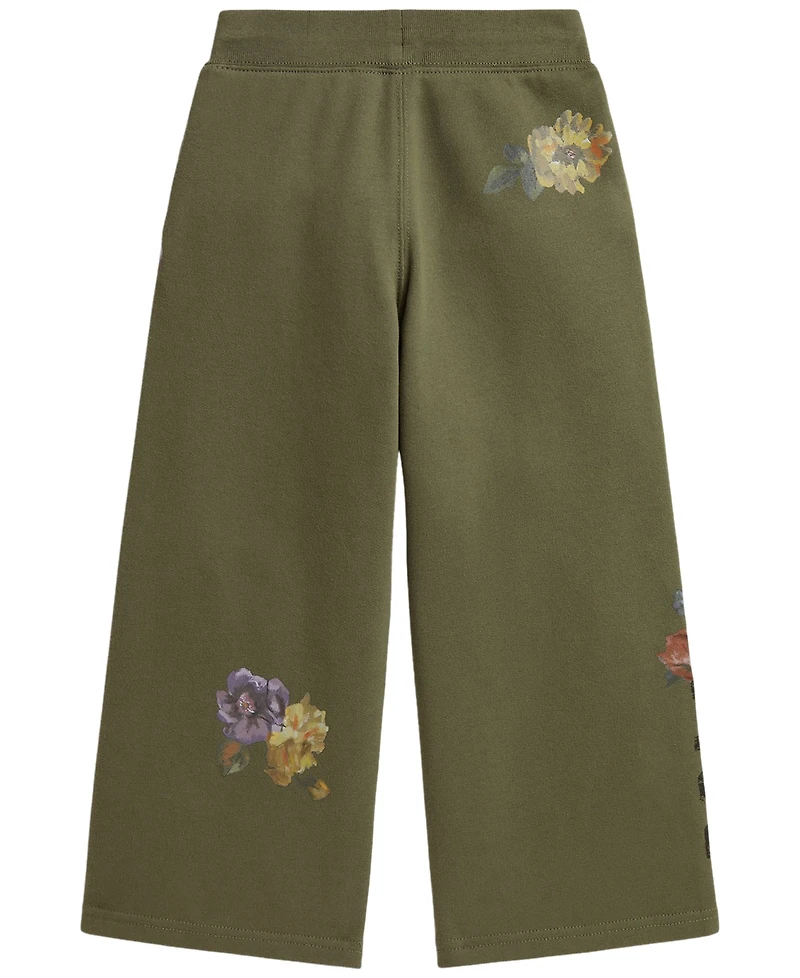 Polo Ralph Lauren Girls' 2T-6X Floral Wide-Leg Fleece Sweatpants