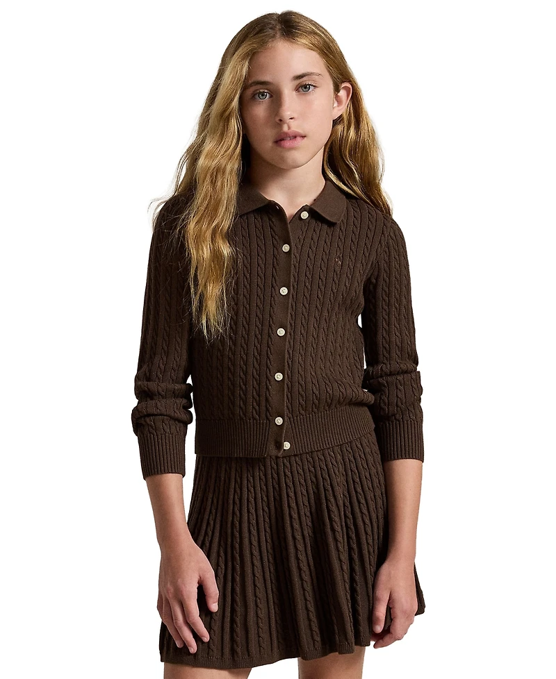 Polo Ralph Lauren Girls' 7-16 Cotton Cardigan and Skirt
