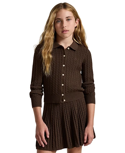 Polo Ralph Lauren Girls' 7-16 Cotton Cardigan and Skirt