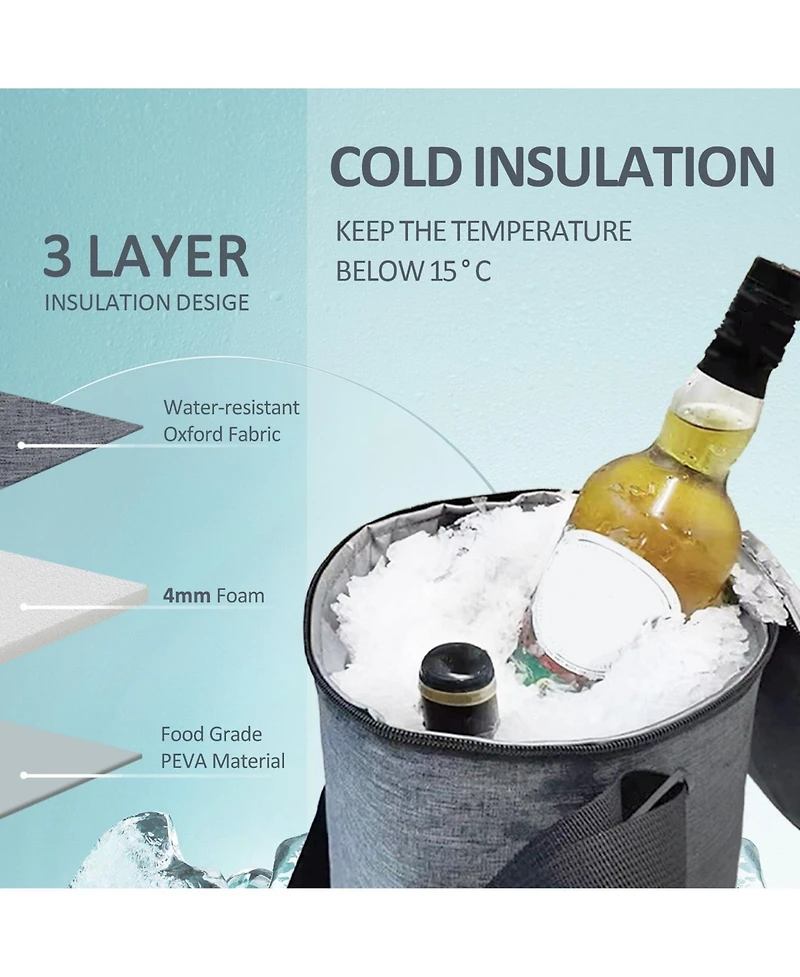 Piscifun Collapsible Insulated Party Cooler With Carry Handles Portable For Drinks Indoor Outdoor Events