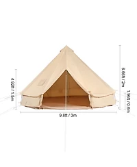 Sugift 4 Seasons 3 m 9.8feet Canvas Bell Tent with Stove Jack Breathable Yurt Tent for 4 People