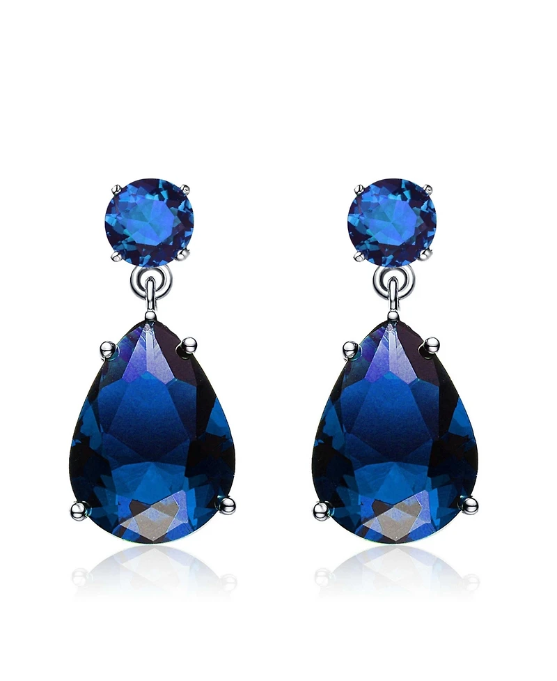 Sterling Silver Oval Shaped Cubic Zirconia Accent Drop Earrings
