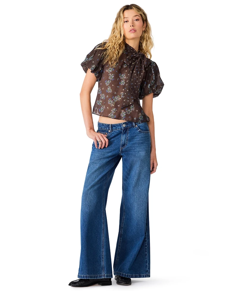 Steve Madden Women's Lolanie Floral Puff-Sleeve Blouse