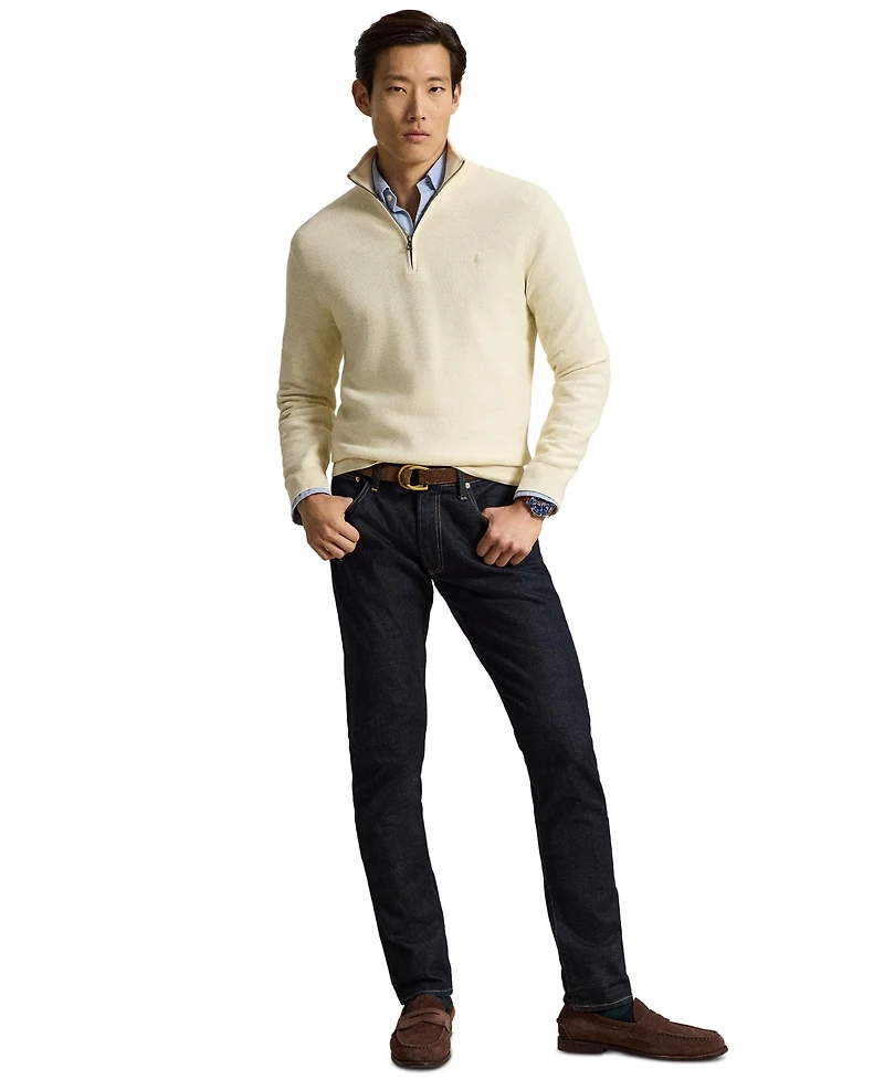 Polo Ralph Lauren Men's Mesh-Knit Cotton Quarter-Zip Sweater