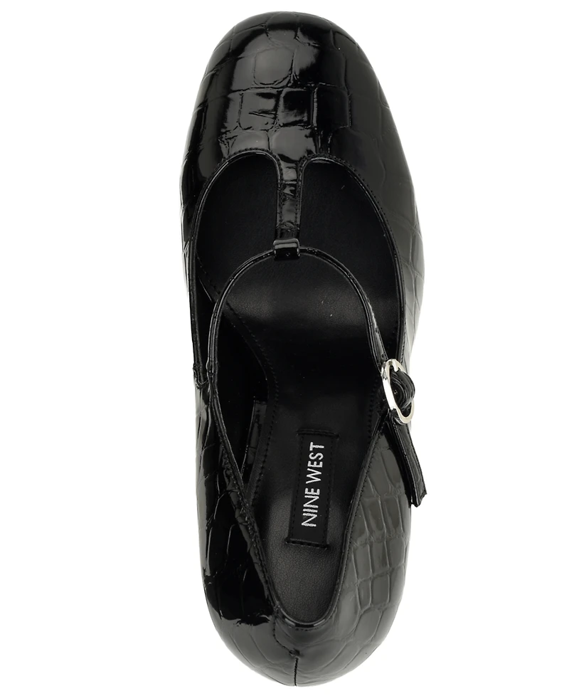 Nine West Women's Daphni T-Strap Block Heel Platform Pumps