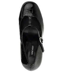 Nine West Women's Daphni T-Strap Block Heel Platform Pumps
