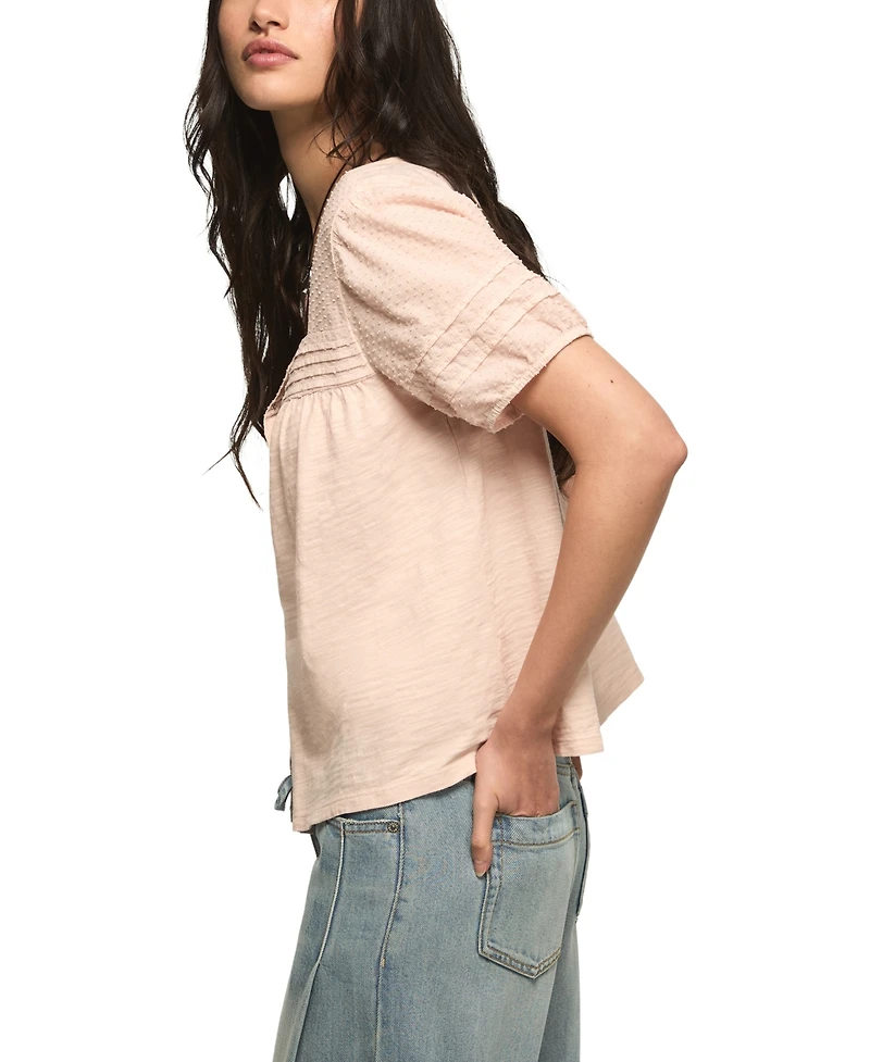 Lucky Brand Women's Puff-Sleeve Square-Neck Blouse