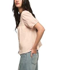 Lucky Brand Women's Puff-Sleeve Square-Neck Blouse