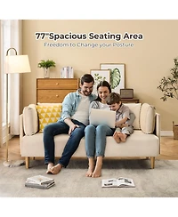 homfan 2 Seater Velvet Loveseat with Deep Seat and Arm Pillows, Modern Compact Couch for Living Room, Bedroom, Apartment, Office