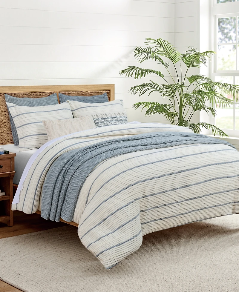Levtex Home Waffle Stripe Textured 3-Piece Comforter Set, Full/Queen