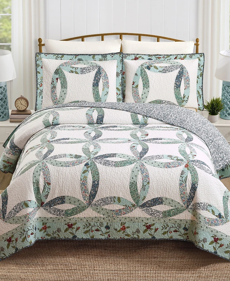 Modern Heirloom Felicity Wedding Ring Pieced 2-Piece Quilt Set, Twin