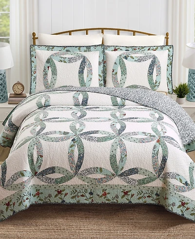 Modern Heirloom Felicity Wedding Ring Pieced 2-Piece Quilt Set, Twin