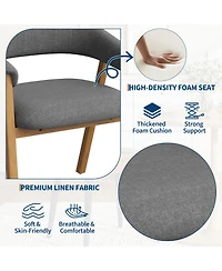 homfan 2 Set of Upholstered Dining Chairs with Arms, Chenille Fabric Armchair Wooden Legs and Curved Backrest, Accent for