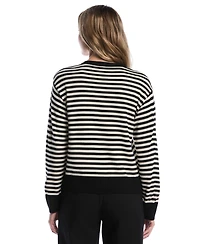 Rafaella Petites Striped Crewneck Long-Sleeve Sweater