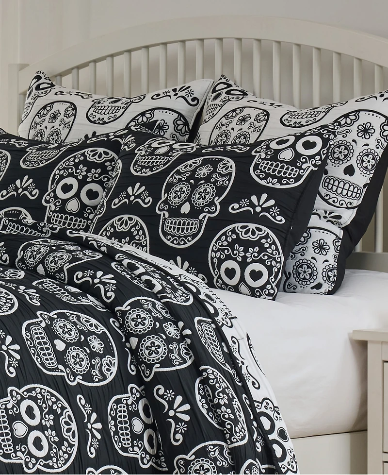 Greenland Home Fashions Sugar Skull Jacquard-Woven Lightweight Pillow Sham, Standard