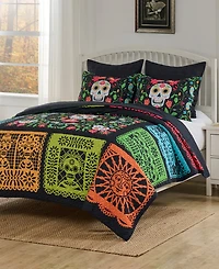 Greenland Home Fashions Day of the Dead Reversible 3-Piece Quilt Set