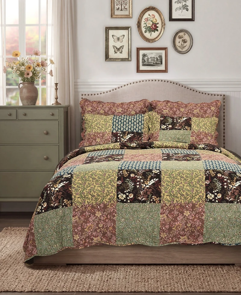 Greenland Home Fashions Hazel Reversible 3-Piece Quilt Set