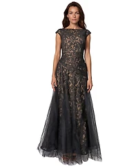 Rene Ruiz Occasion Women's Bateau Neck Lace tulle A-Line Gown