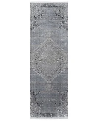 Feizy Sarrant R3963 Charcoal 2'8" x 8' Runner Rug