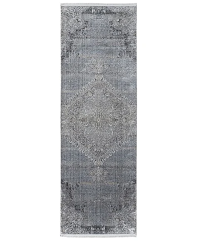 Feizy Sarrant R3963 Charcoal 2'8" x 12' Runner Rug