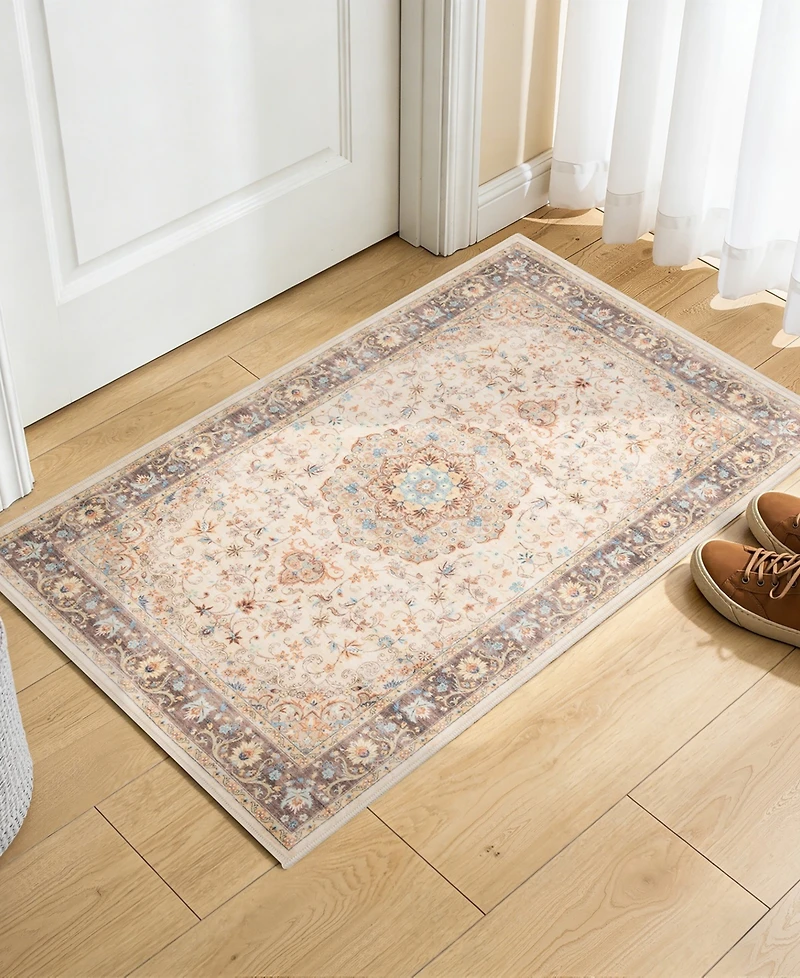 Mink Home Homewell Machine Washable HAM4002 2'x2'11" Runner Area Rug