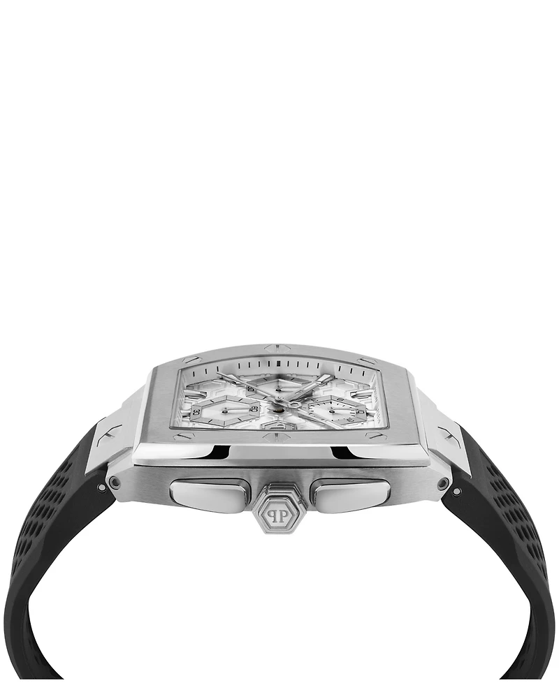 Philipp Plein Hexagon Phantom Men's Black Silicone Strap Watch 44mm