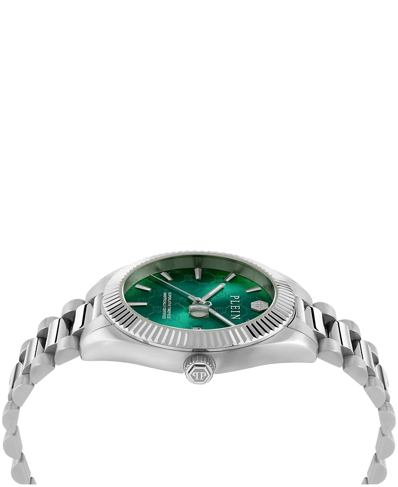 Philipp Plein Date Superlative Men's Silver Stainless Steel Bracelet Watch 40mm