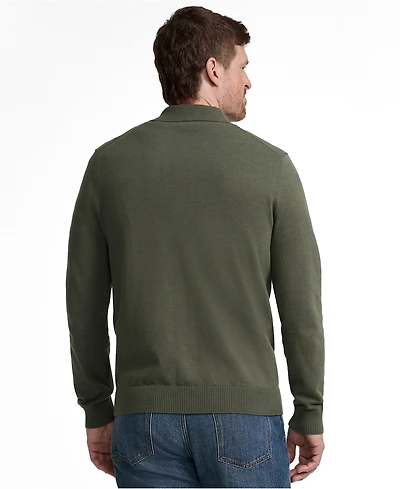Lands' End Men's Long Sleeve Fine Gauge Cotton Pointelle Argyle Cardigan