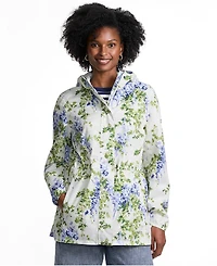 Lands' End Women's Print Waterproof Hooded Packable Raincoat