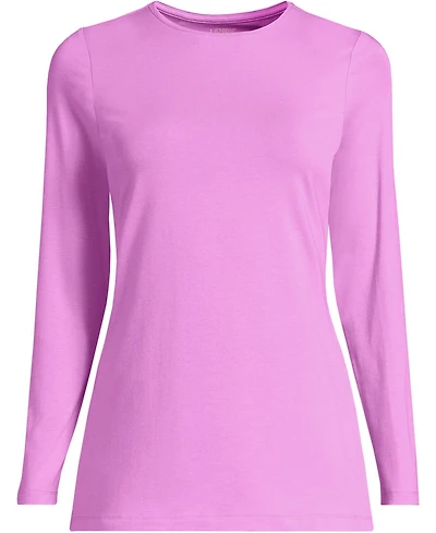 Lands' End Women's Lightweight Jersey Skimming Long Sleeve Crew Neck T-shirt