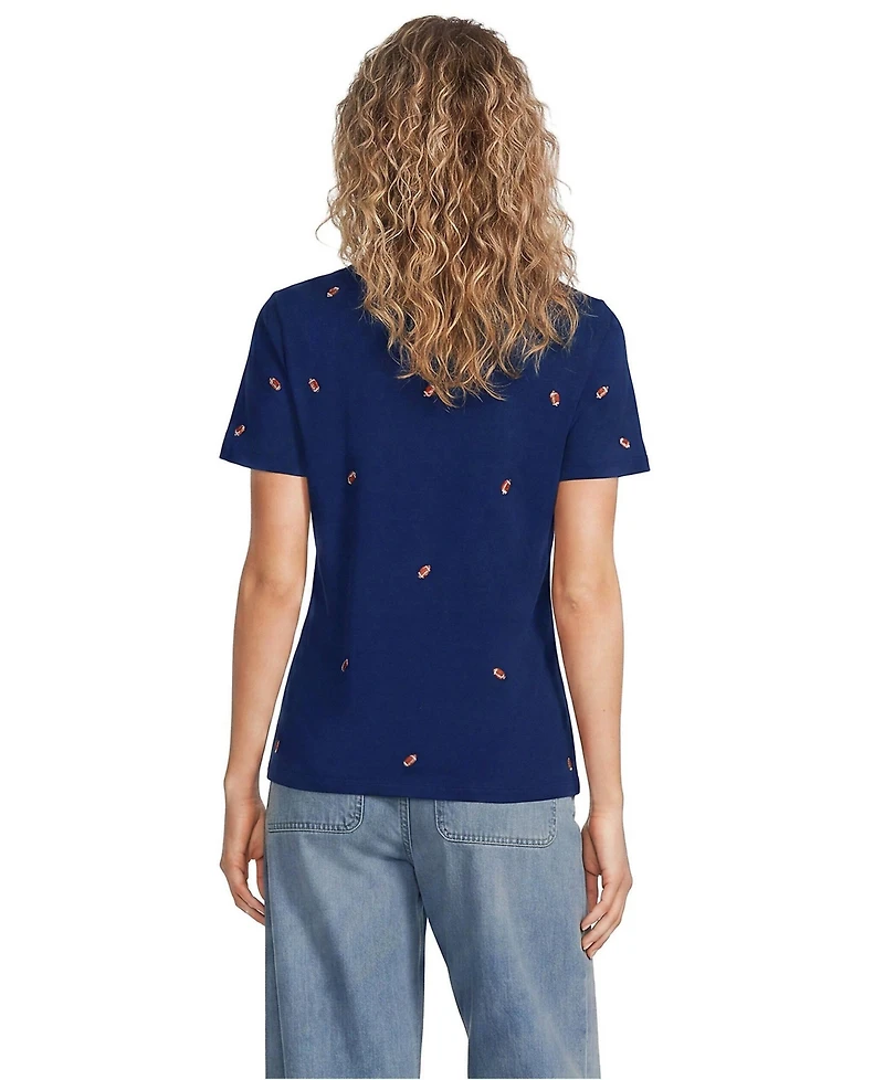 Lands' End Women's Relaxed Supima Cotton Embroidered T-Shirt