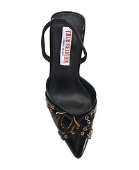 True Religion Women's Sade Metal Buckle Logo Heel