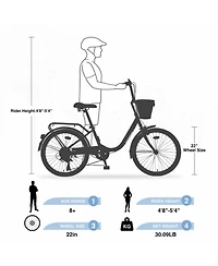 ECHTPeak 7 Speed City Bike With Basket , Steel Frame