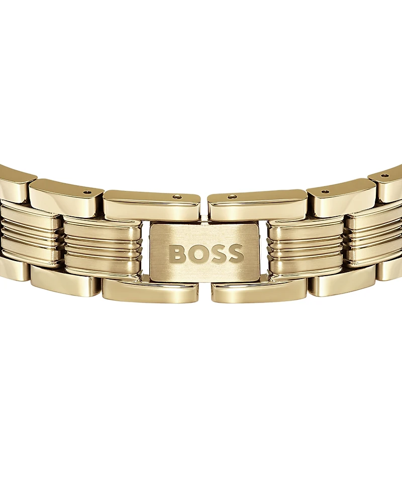 Hugo Boss Men's Boss Emblem Ionic Plated Thin Gold Steel Bracelet